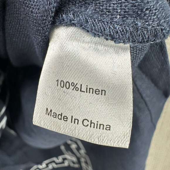 Tuckernuck Designer Dress Womens M Navy 3/4 Sleeve Linen Embroidered Hartman NWT - Picture 14 of 16